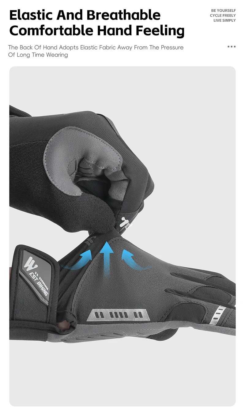WEST BIKING Stoßfeste Vollfinger-Fahrradhandschuhe für Herren, SBR-Handflächenpolster, rutschfest, atmungsaktiv, Touchscreen-fähig, MTB, Rennrad, Sport-Handschuhe – Detail 9