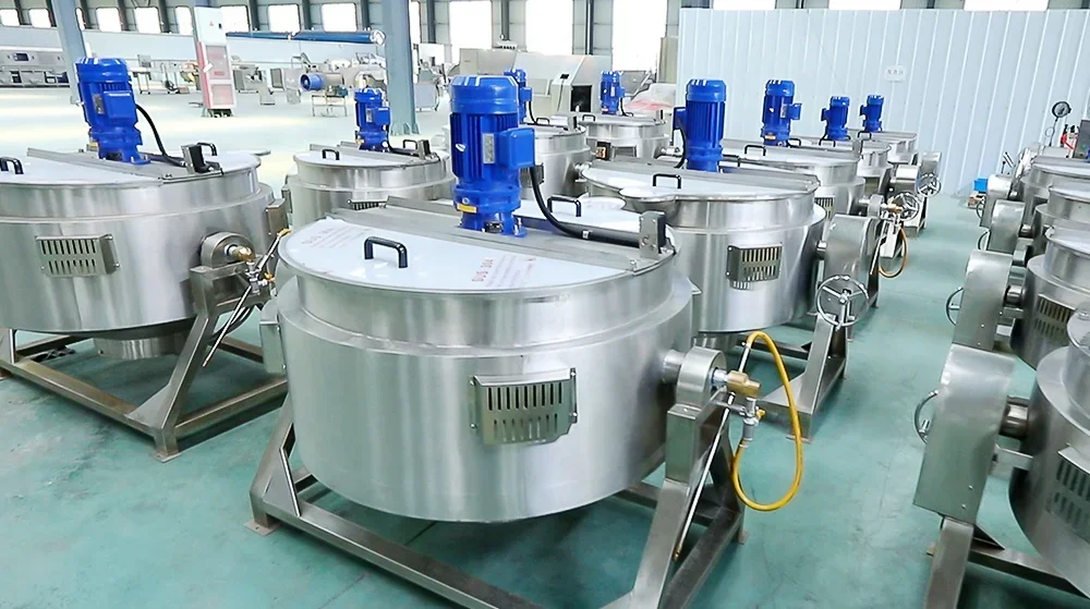 Factory Price Commercial Intelligent Automatic Tilting Electric Fried Rice Mixing Cooking Pot Jacketed Kettle Machine