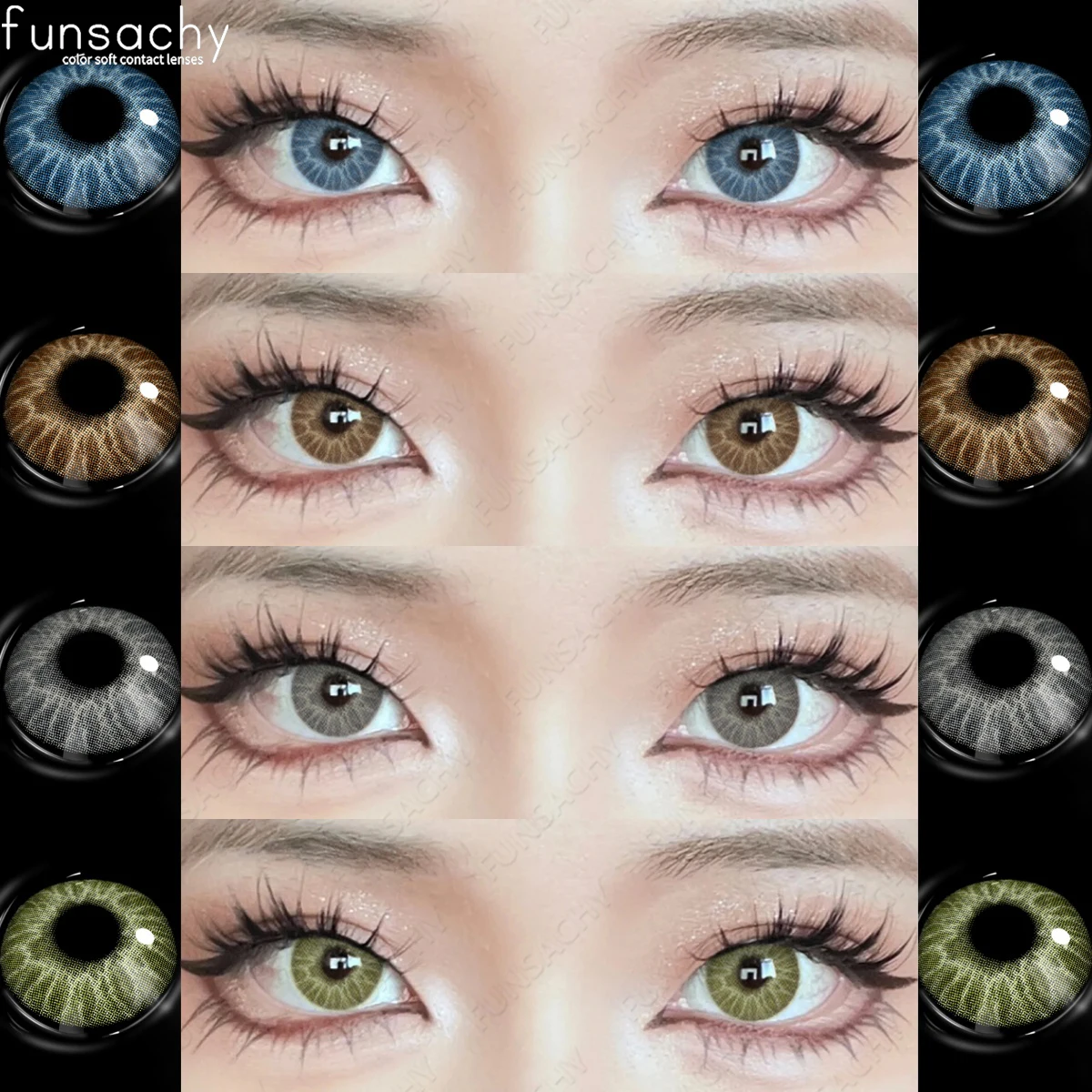 Funsachy 2pcs natürliche blau gefärbte Kontakte grüne Linse neue Mode koreanische braune Augen grau jährliche Linse Mann Make-up Pupillen für Augen