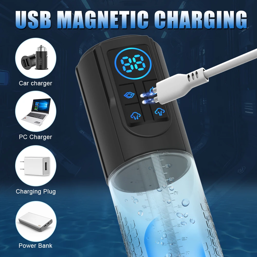 Electric LCD Electric Penis Pump Penis Enlargement Extend Pump Penis Trainer Male Masturbators Cup Dick Pump Sex Toys for Men