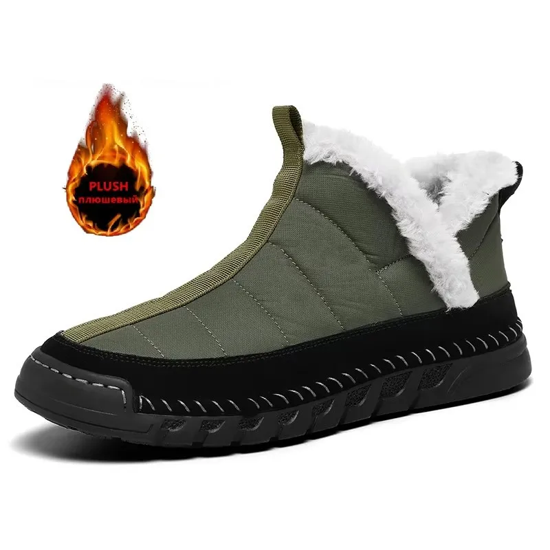 

Men Waterproof Ankle Boots Winter Warm Plush Snow Boots Men Outdoor Sneakers Work Boots Male Rubber Winter Men's Boots Big Size