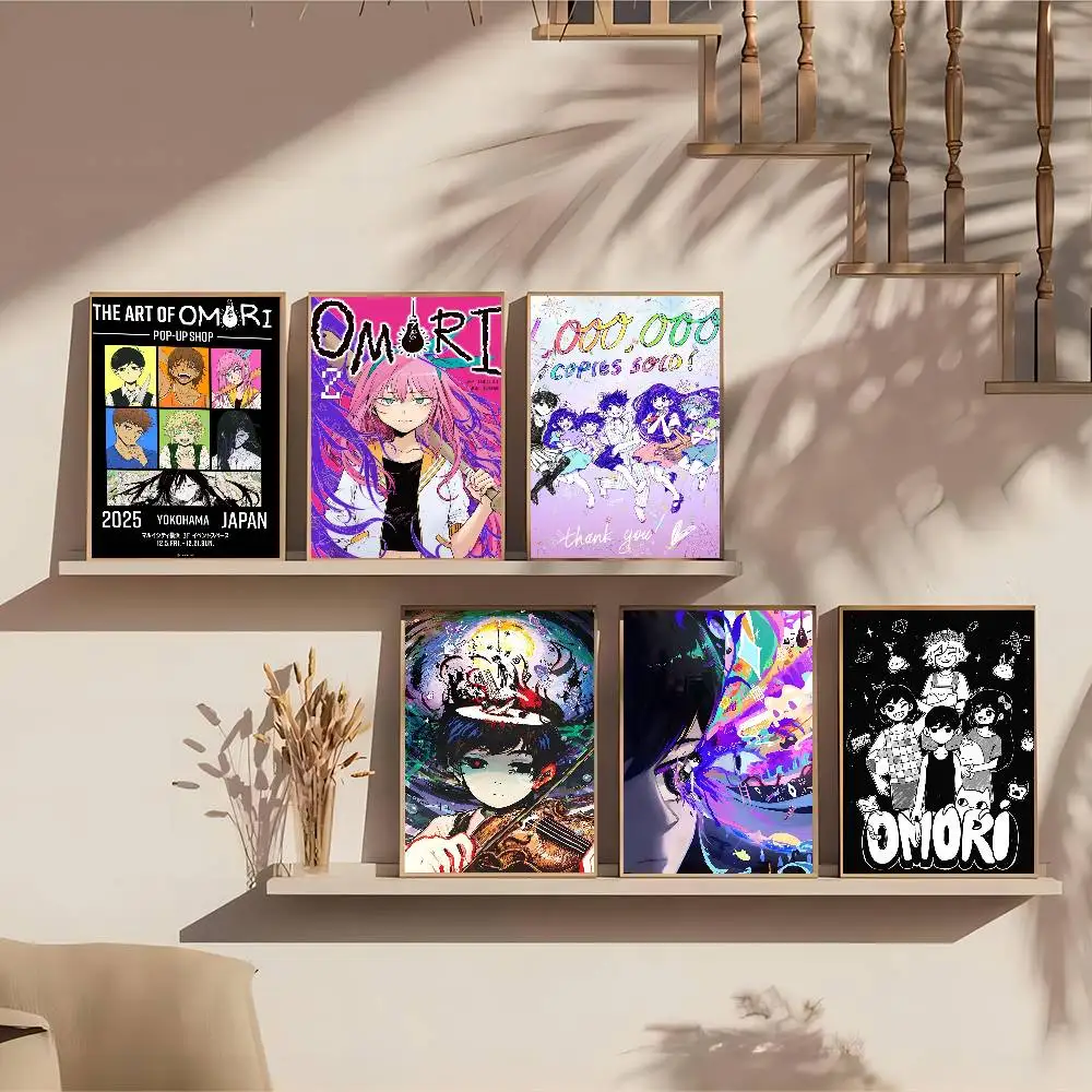 Pixel indie games O-OmoriI Vintage Posters Sticky Retro Kraft Paper Sticker DIY Room Bar Cafe Kawaii Room Decor