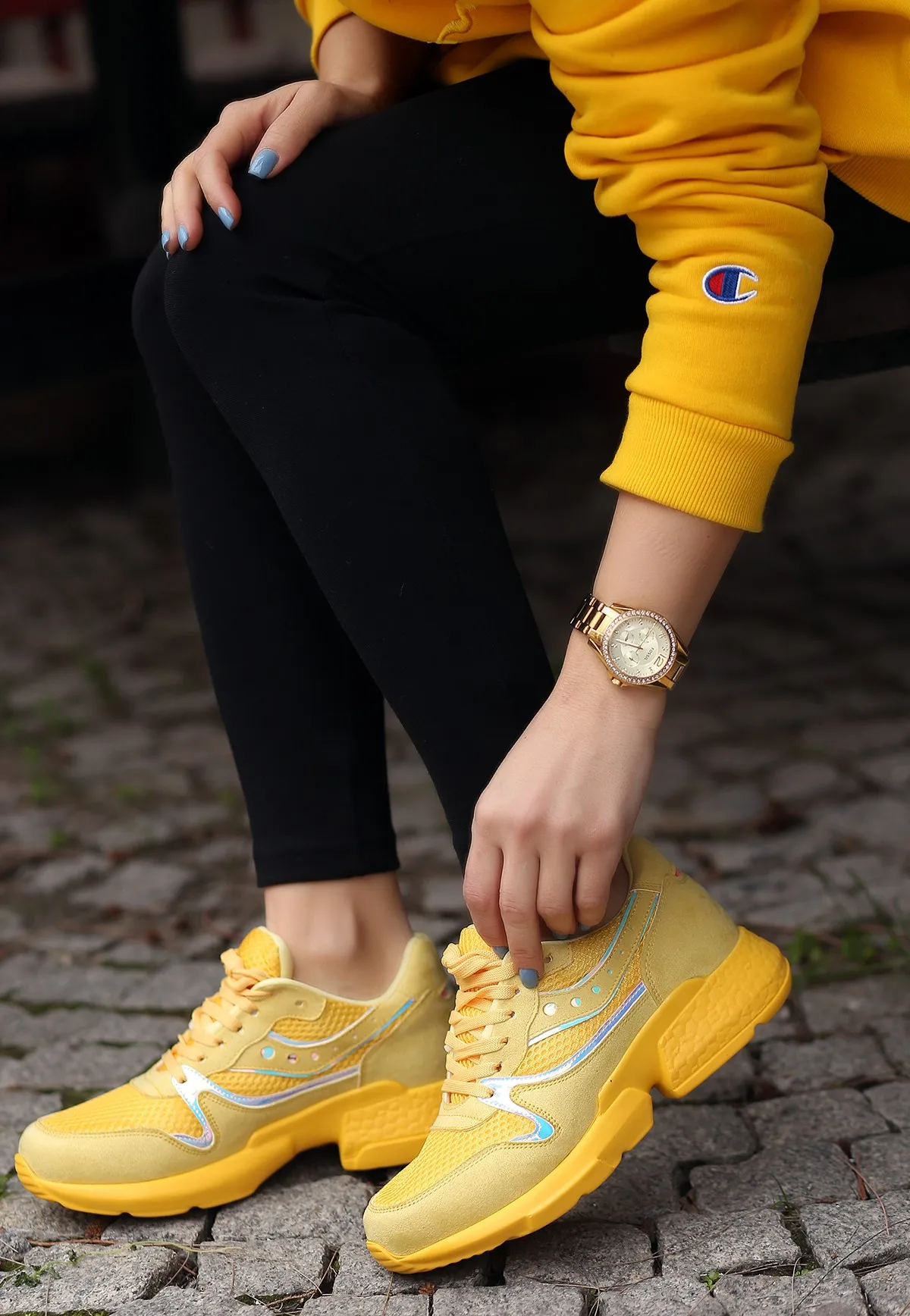 Mali Mustard Suede Lace-Up Sneakers