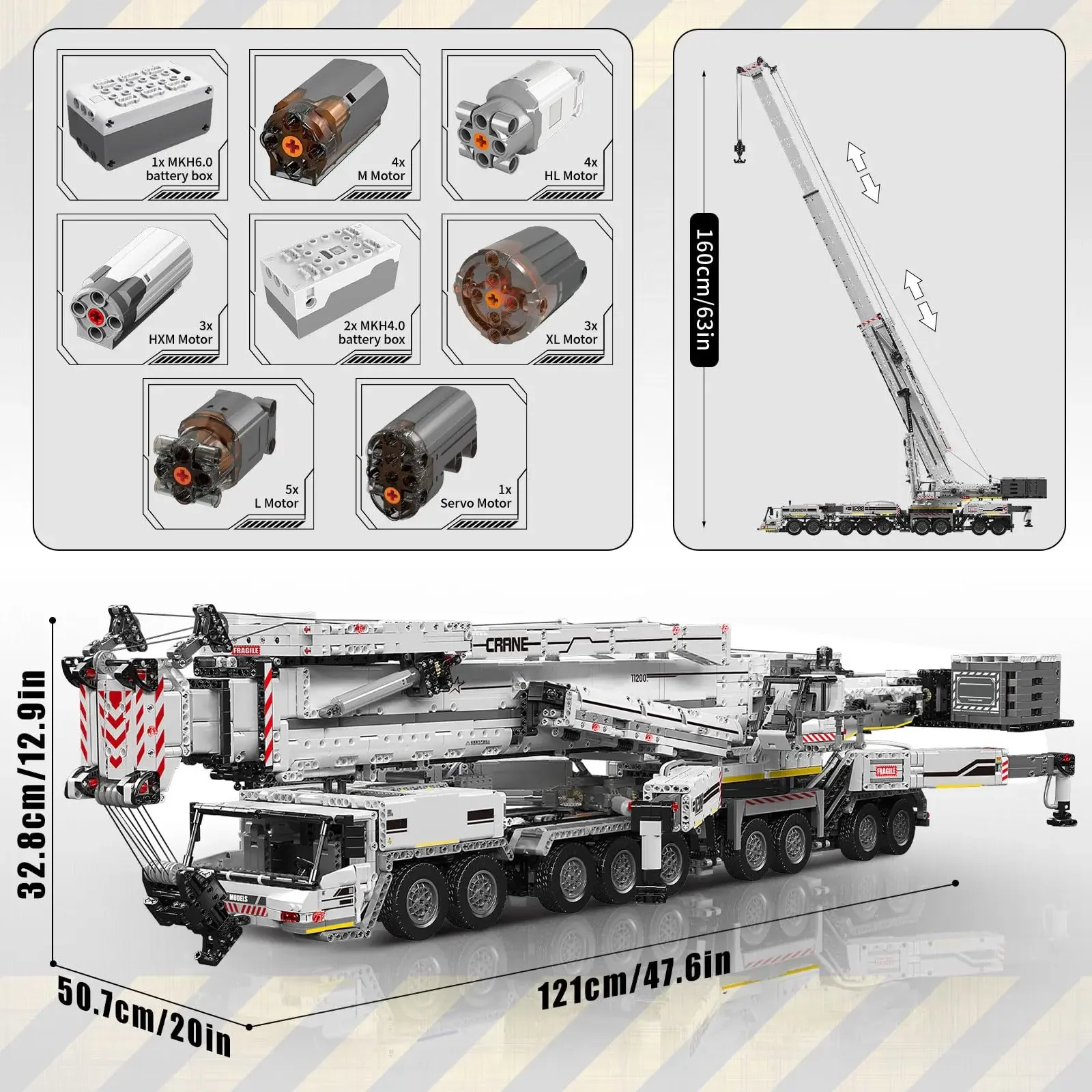 

Mould King 17007 17008 APP-Programmable Heavy Crane Truck Building Kit(8506 Pcs)-Construction Vehicle Model Set for Adults & Kid