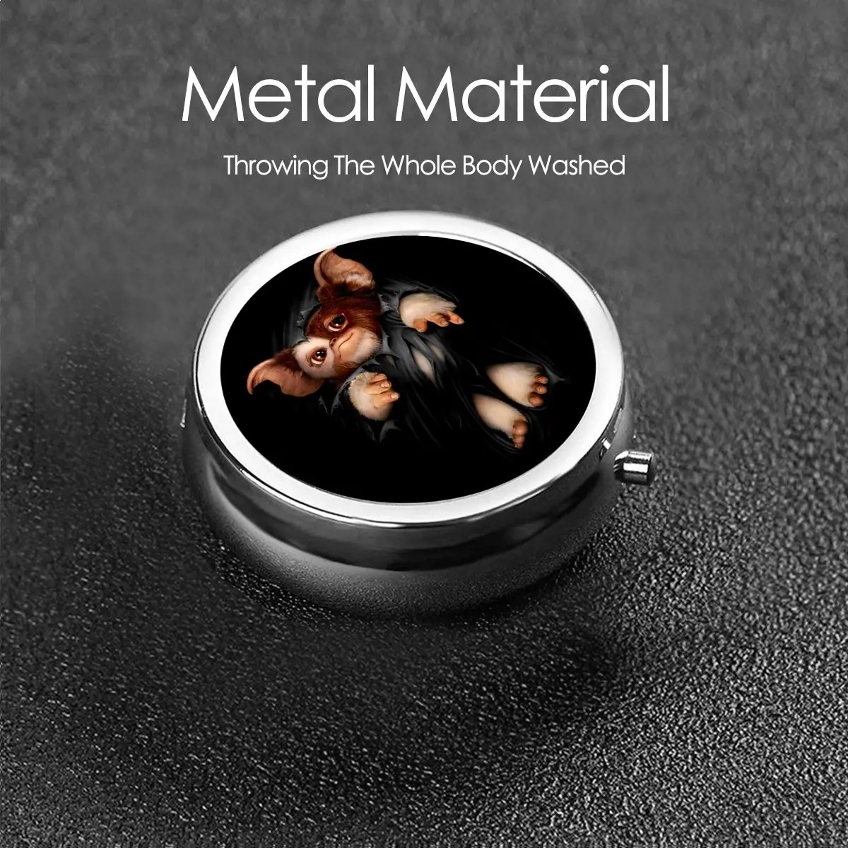 G-Gremlinses صندوق حبوب معدني Gizmo فيلم Mogwai الوحش الرعب ريترو الخيال العلمي 3-مقصورة منظم حبوب منع الحمل صندوق تخزين الحاويات #6