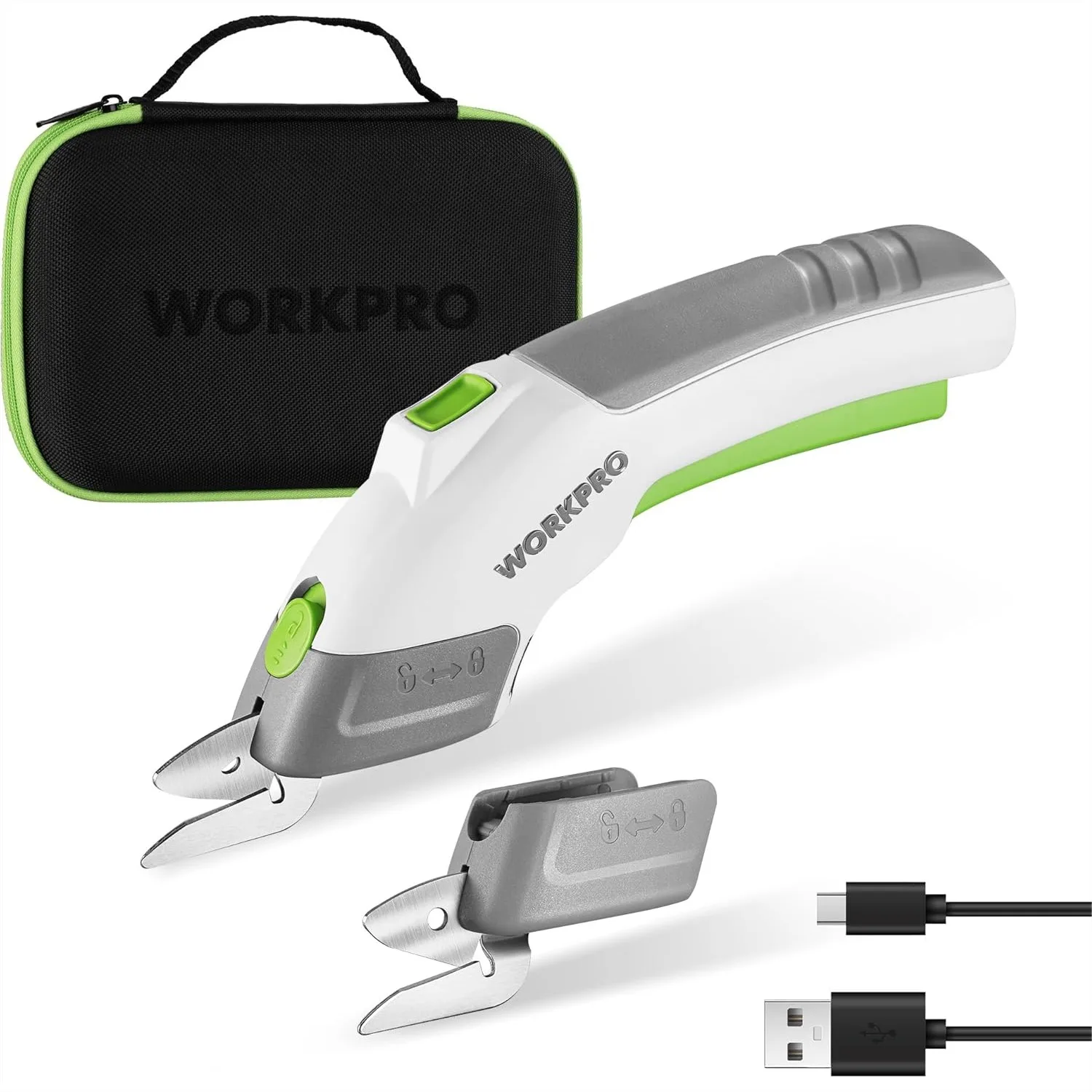 

Cordless Electric Scissors With 2 Blades 4V Rechargeable Shears Cutting Tool For Fabric Leather Carpet Cardboard Sewing Scrapbooking Crafting