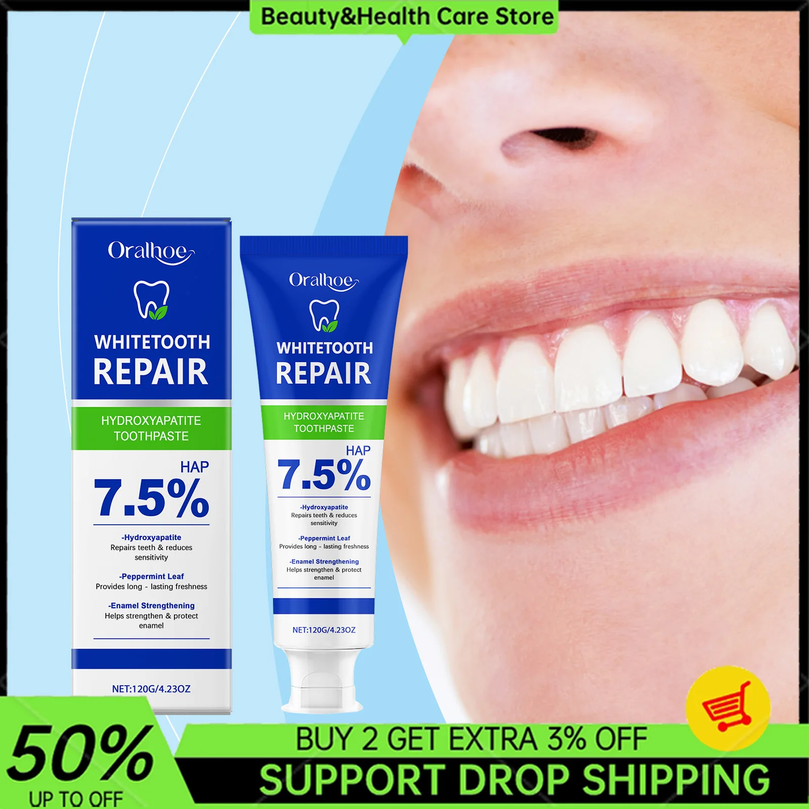 

Whitetooth Repair Hydroxyapatite Toothpaste Remove Bad Breath Plaque Stain Deep Cleaning Stains Brightening Teeth Toothpaste