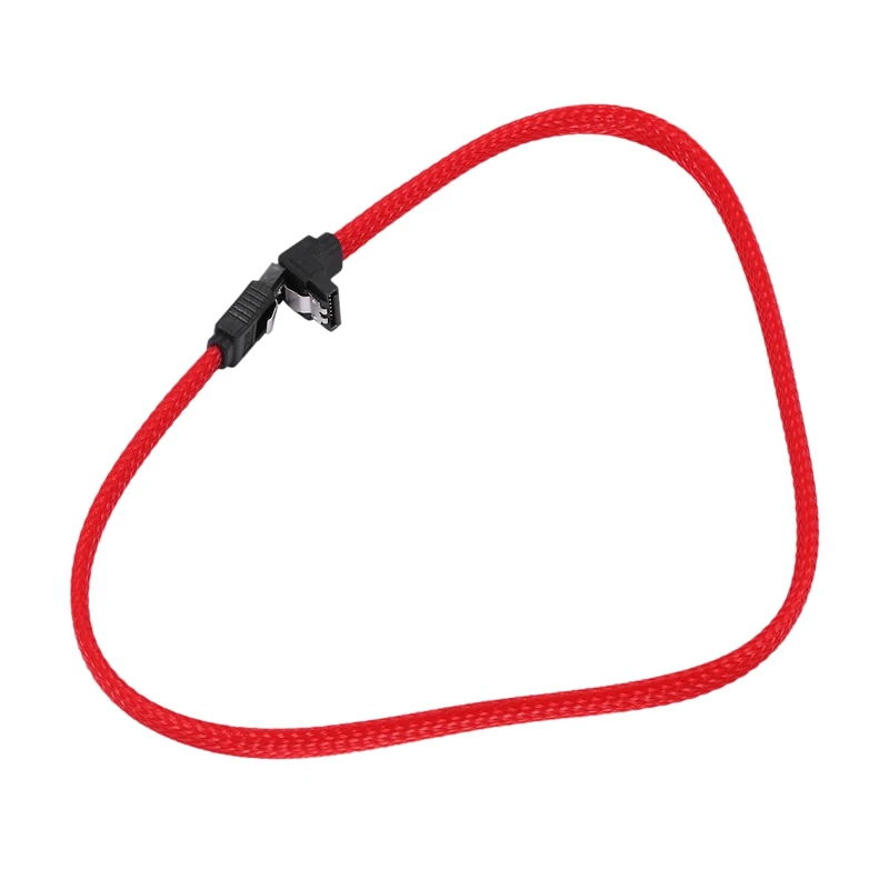 3X SATA 3.0 III SATA3 7Pin Data Cable Right Angle 6Gb/S SSD Cables HDD Hard Disk Data Cord With Nylon Sleeved(Red) 50CM