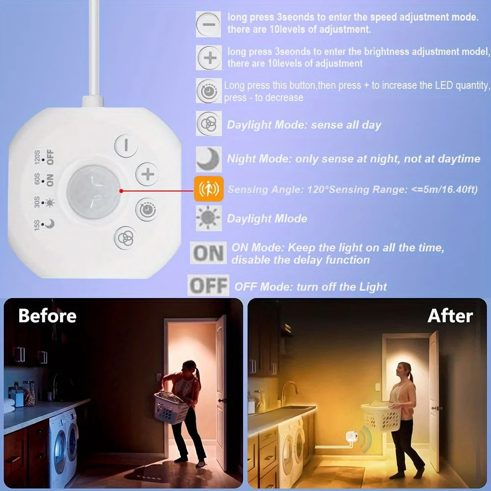 Human Motion Sensor Flowing Water Neon Light Led Strip, Dc 5V, USB Powered, Lights up When Someone Approaches, Turns Off When Someone Leaves, Flowing Water Lighting Effect, Human Motion Sensor, Suitable for Hallways, S