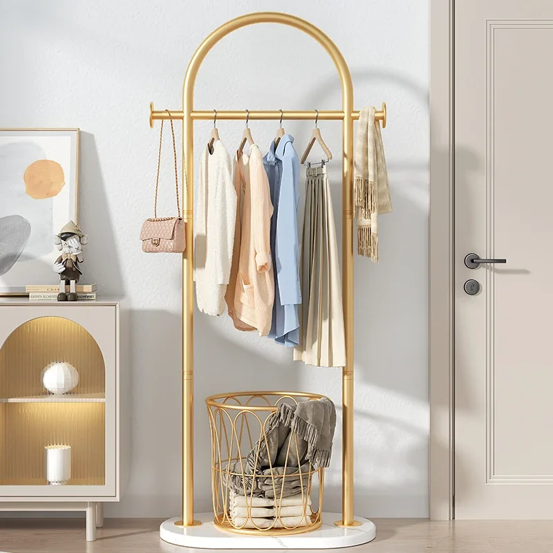 Bedroom Hanger Gold Clothing Rack Storage Coat Jacket Shoes Metal Rack Standing Shelf Colgadores De Ropa Hallway Furniture