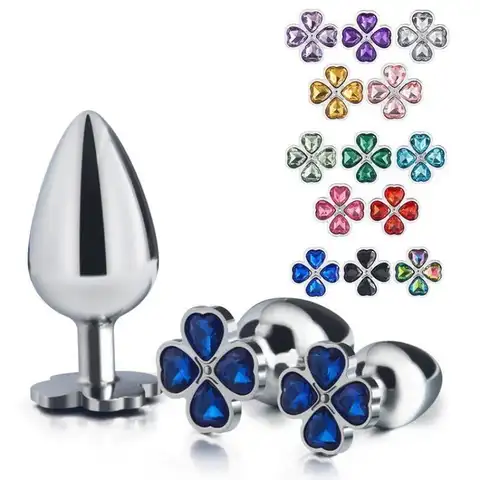1/3Pcs Anal Plug Prostate Massager Lucky Four Leaf Clover Gem Butt Plug Stimulator Masturbation SM Trainer