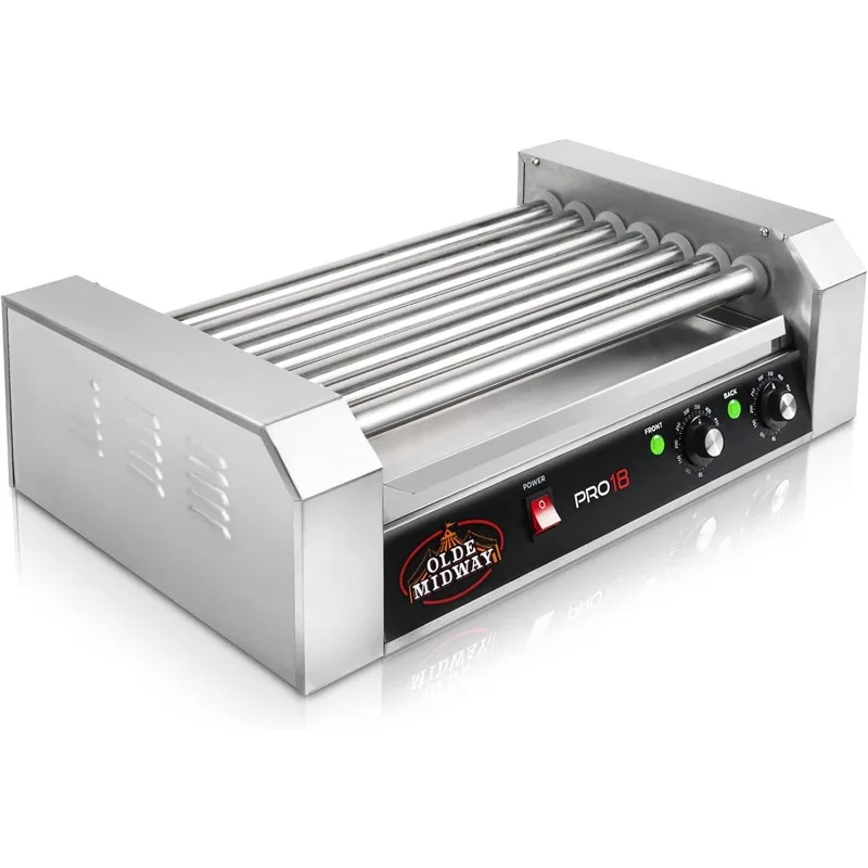 Olde Midway Electric 18 Hot Dog 7 Roller Grill Cooker Machine 900-Watt - Commercial Grade