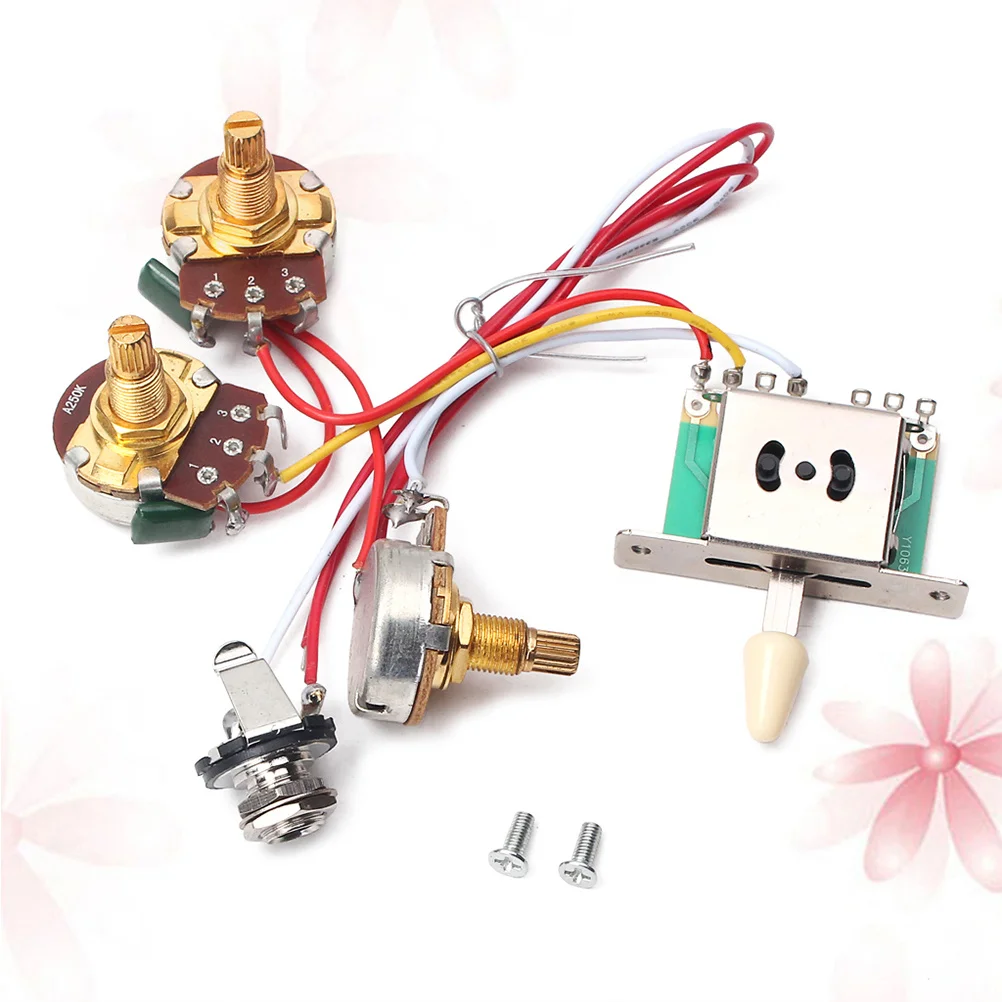 

1Set Wiring Harness for Guitar 5 Way Toggle 1T1V 1 Volume 1 Tone Pot 250K Jack Sturdy Durability High Grade Material