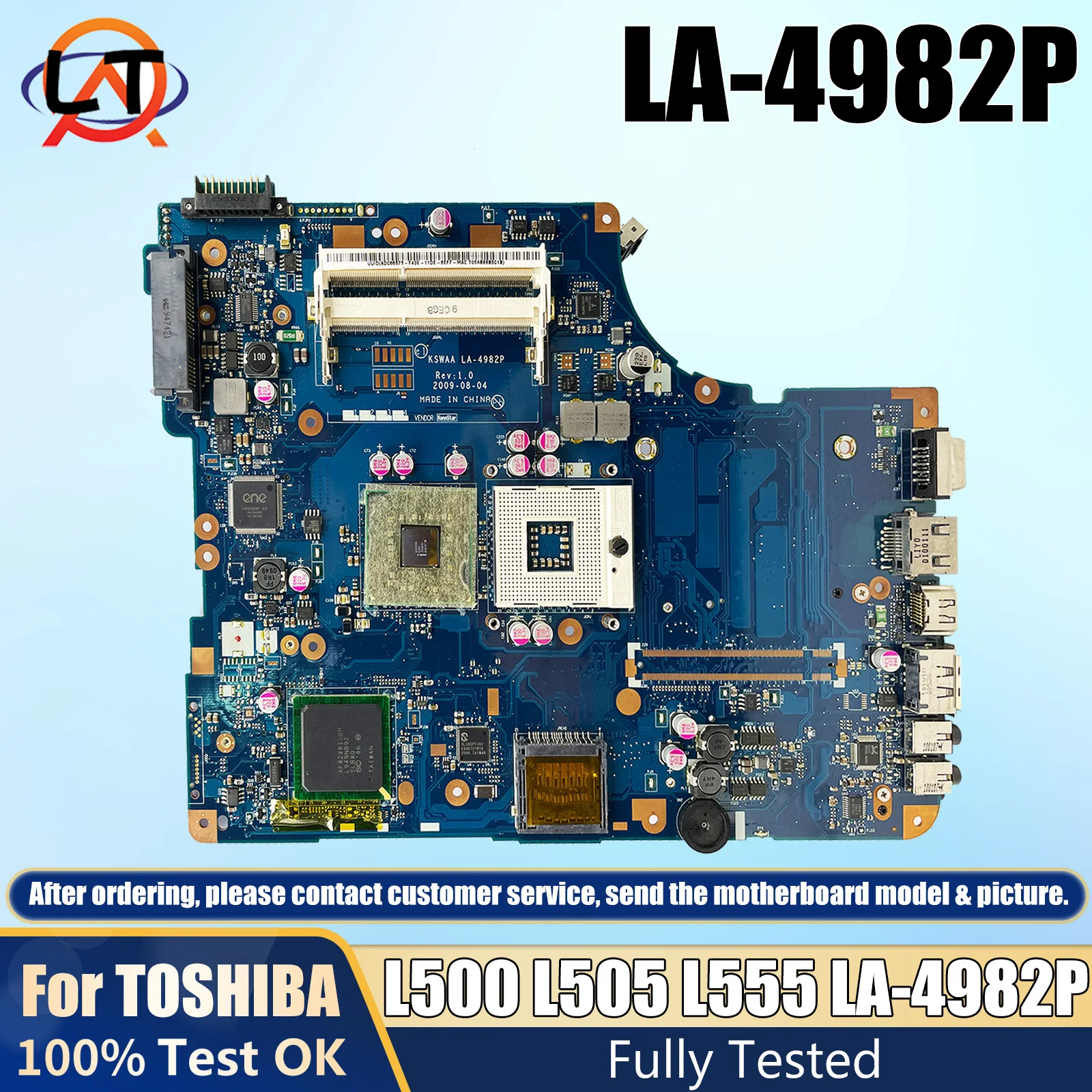 

LA-4982P материнская плата для ноутбука TOSHIBA Satellite L500 L505 L555 K000086470 материнская плата KSWAA PM45 DDR3