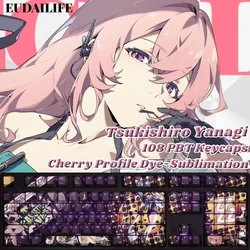 Tsukishiro Yanagi 108 Keycaps Zenless Zone Zero PBT DYE Sublimation Cherry MX Cross Axis Switch for Mechanical Keyboard Gift