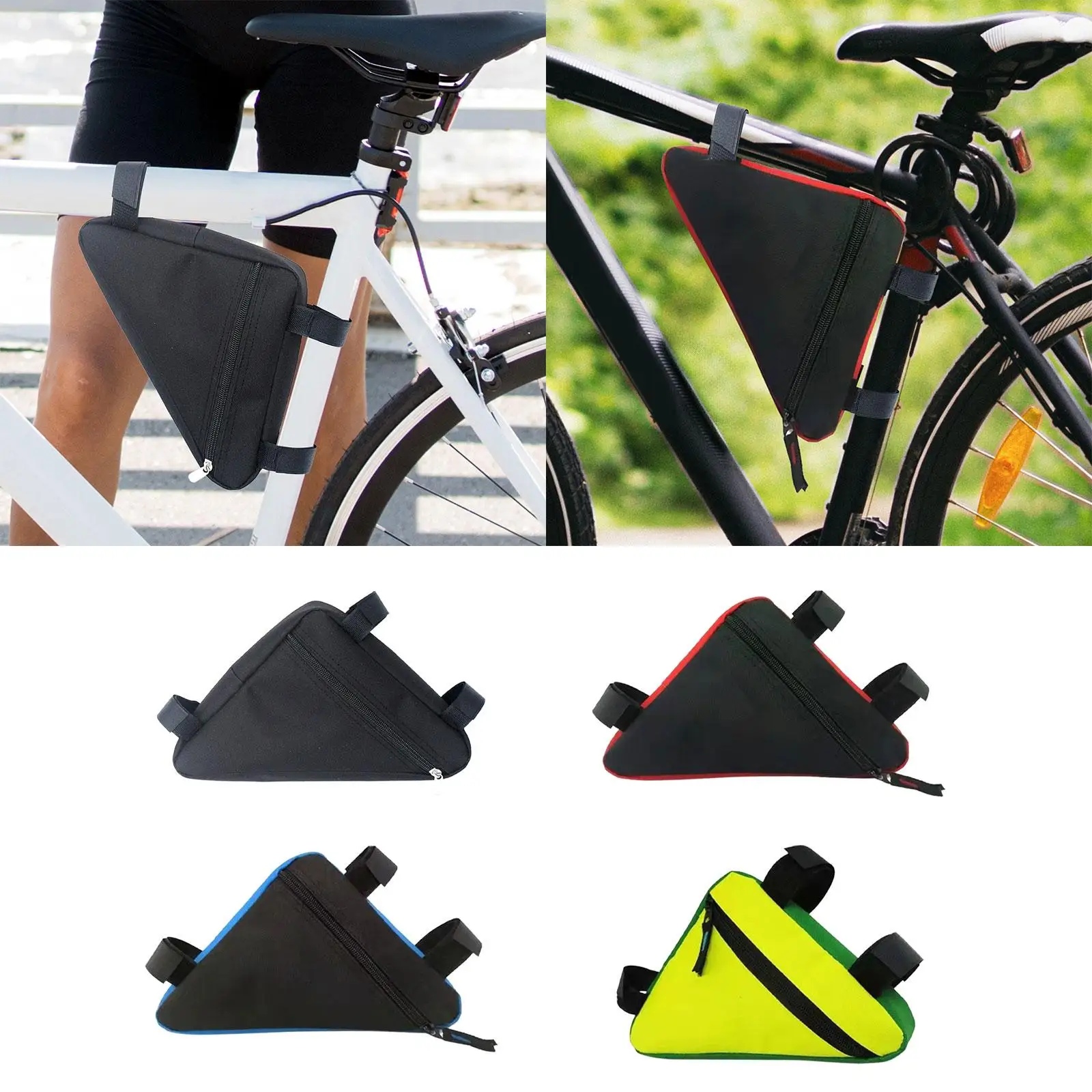 Bicycle Triangle Bag Cycling Strap on Oxford Cloth Pouch Top Tube Front Pouch for Mountain Road Bikes Bicycle Frame Bag