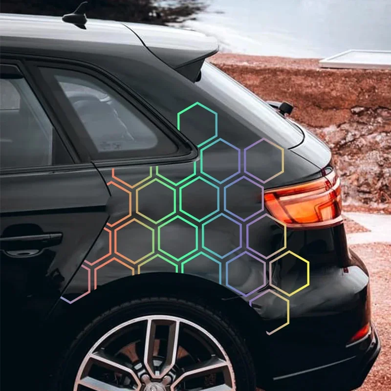 

6PCS Honeycomb Car Stickers Auto Side Body DIY Sport Personalized Decoration Automobile Door Vinyl Decals Open Style Styling