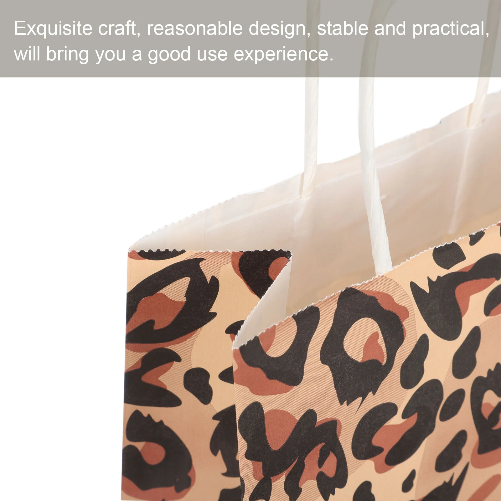 12 Pcs Medium Size Paper Kraft Animal Print Tote Bag Shopping Gift Bags for Packing Easy Storage Foldable Bottom Stable