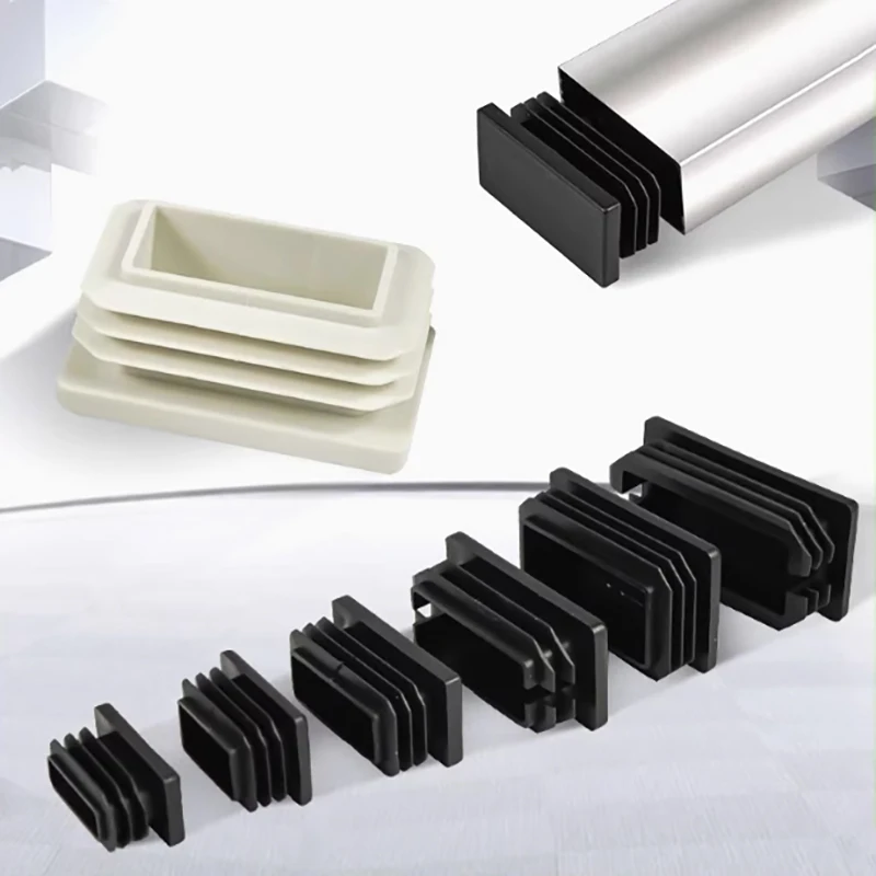 

4-30Pcs Black PE PlasticThickening Square Punched End Cap Furniture Leg Tube Insertion Plug 10X25-100X100 Furniture Accessories