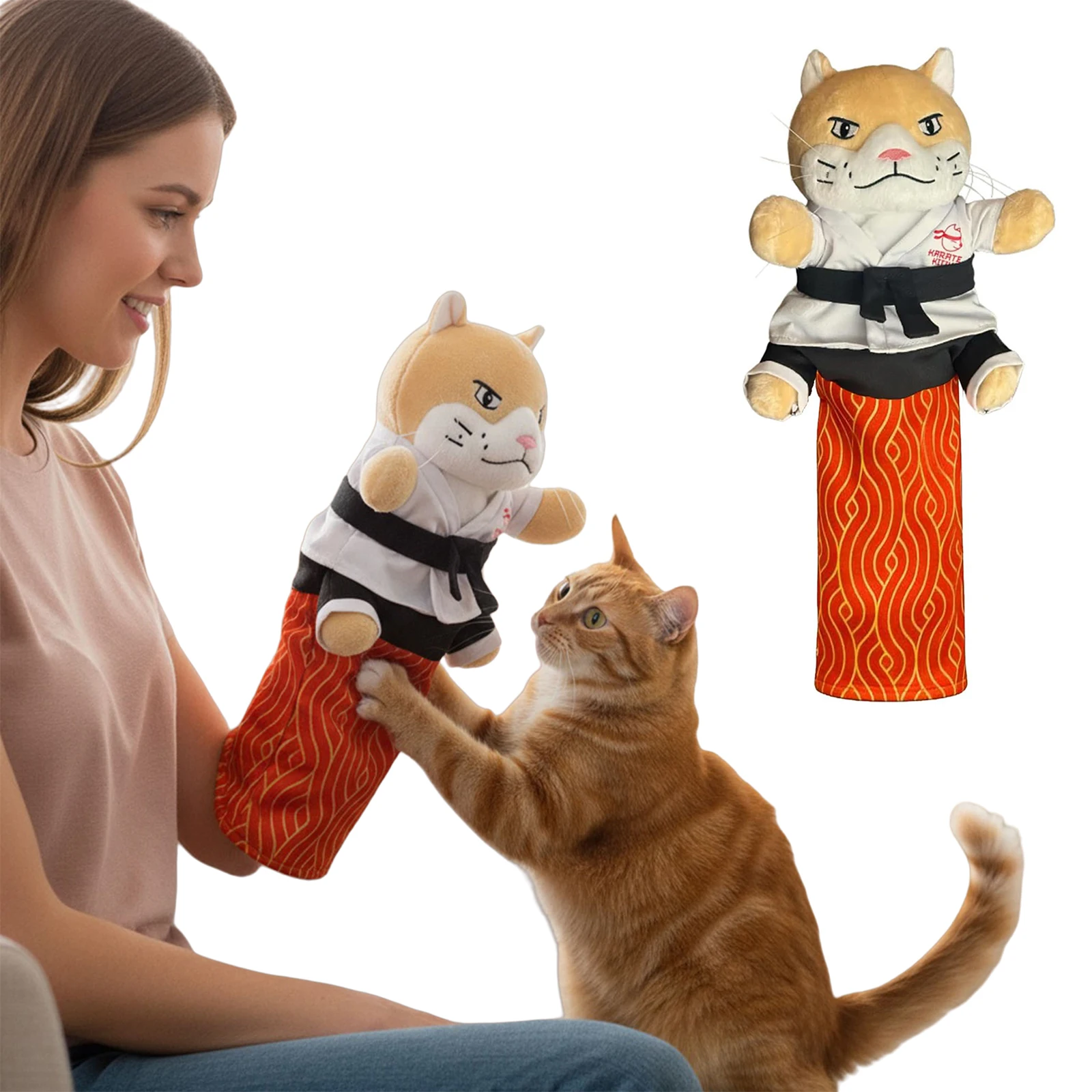 Juguete de Peluche Interactivo de Gato Luchador de Sumo con Relleno Resistente para Gatos de Interior, Juego de Imitación para Niños