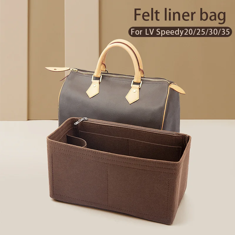 WUTA-organizador de bolsas de inserción de fieltro para for LV Speedy 20, 25, 30, 35, bolso con solapa, bolso interior de maquillaje, bolso de viaje, bolso de mano de almacenamiento, accesorios