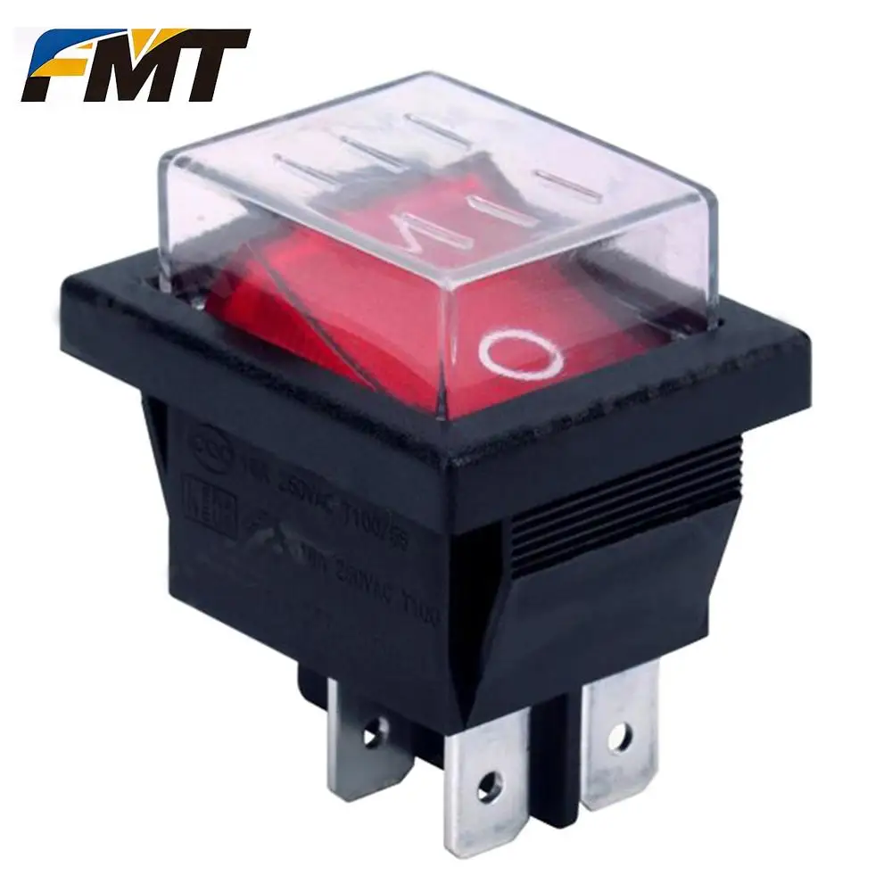 2PCS SOKEN Waterproof Rocker Switches RK1-01 16A 4Pins ON-OFF DPST Inverter Welding Machine Coffee Maker Switch Red Light
