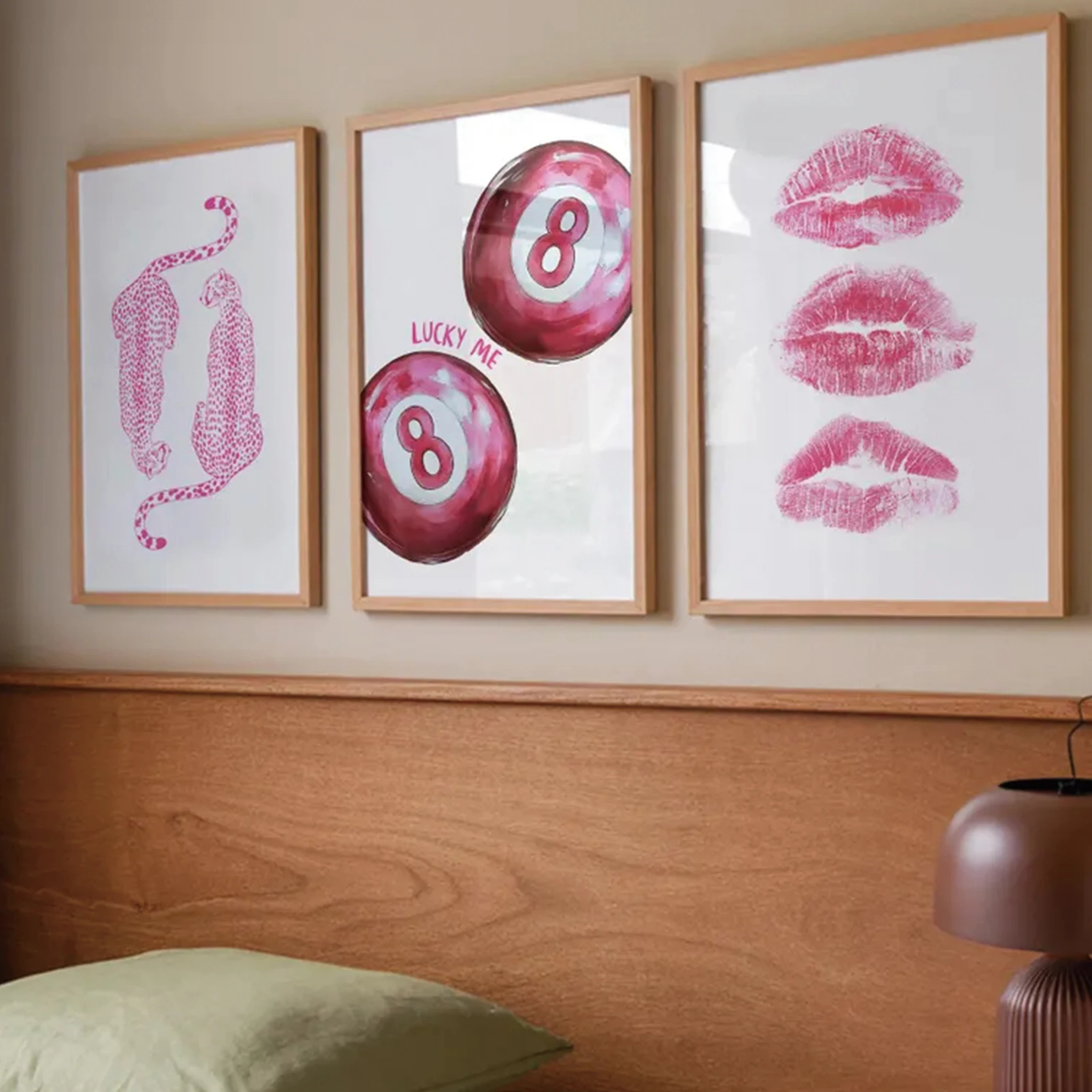 Rosa Stil Billard Schwarz Acht Gepard Lippenabdruck Wand Kunstdrucke Leinwand Malerei Poster Bild Für Wohnzimmer Wohnkultur