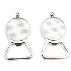 2pcs 30mm Inner Size Rhodium Color Beer Bottle Opener Shape Cabochon Blank Base Tray Setting Pendant DIY Jewelry Accessories