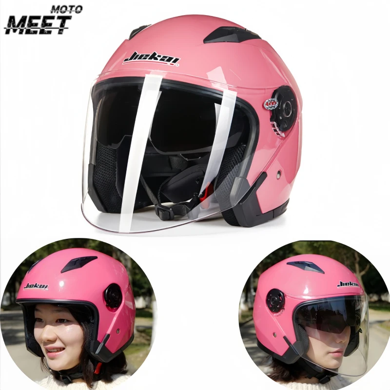 jiekai-オートバイダブルレンズハーフヘルメット-cascos-para-moto-レーシングヘルメット-abs-ヘルメット-moto-casque-女性-男性用-casco-capacete