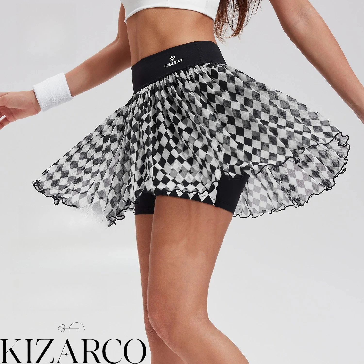 Tennis Skirt Women Lightweight Mesh Checkered Sport Skirt with Inner Shorts for Running Yoga Fitness Workout Fashion Sportwear