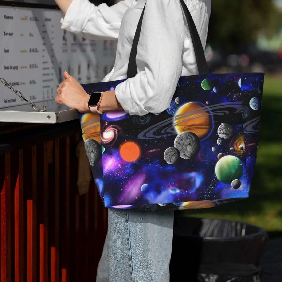 

Solar System Space Planets Universe Beach Tote Bag Sport Gym Yoga Duffle Large Tote Bag Women Travel Bag Fitness bag