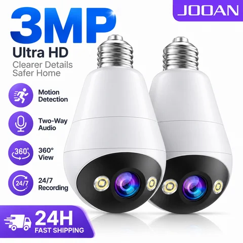 JOOAN 3MP Bulb E27 Surveillance Camera 360 Degree Motion Detection Night Vision Indoor WiFi Security Monitor