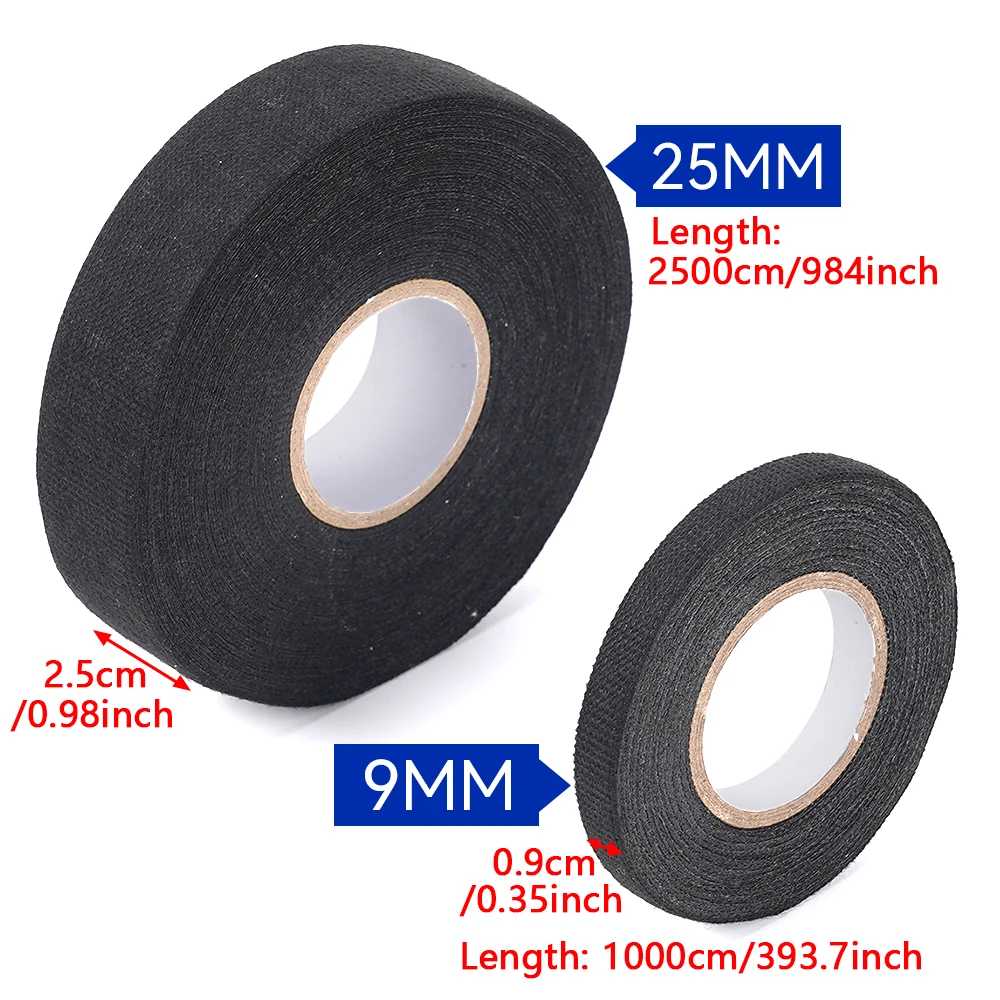 Electrical Tape Heat-resistant Harness Bundle Insulation Auto Wiring Fabric Cloth Wrap Waterproof Cable Organizer Adhesive Tapes