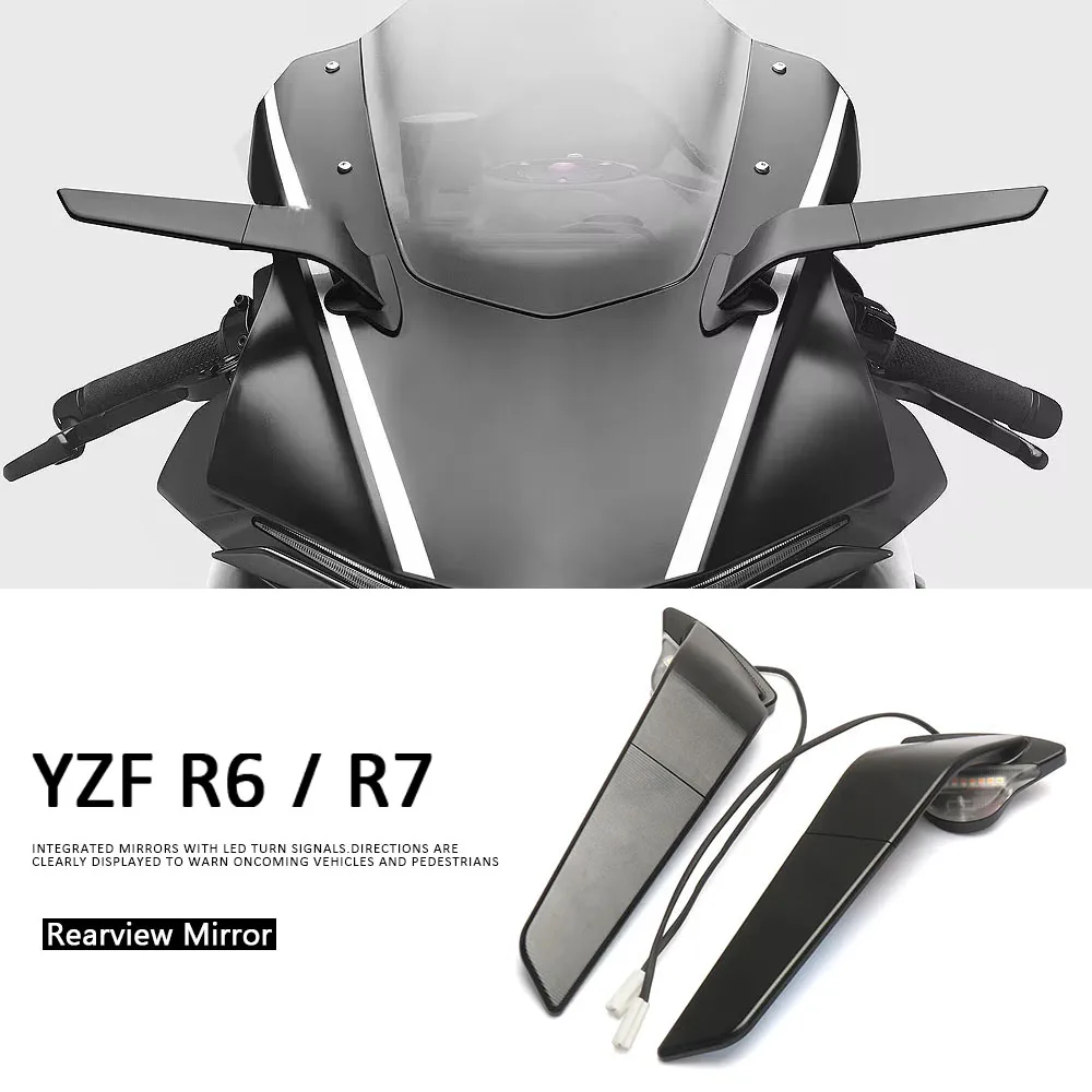 

Mirror Wind Adjustable Rotating Motorcycle Rearview Mirror With Light For YAMAHA YZF R7 YZF-R7 2021-2025 YZF R6 2017-2020