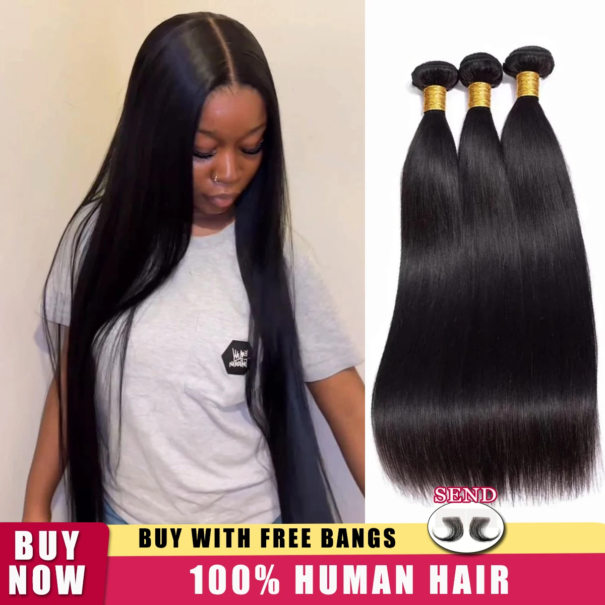 

Прямые пучки человеческих волос Bone 16A, натуральный цвет, 3/4/5 пучков, 32-дюймовые бразильские необработанные человеческие волосы для наращивания для чернокожих женщин