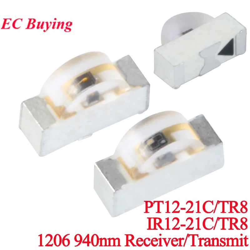 20Pcs/10pcs PT12-21C/TR8 IR12-21C/TR8 SMD 1206 IR Receiving Infrared Emitter Transmit LED 940nm Infrared Launch Tube