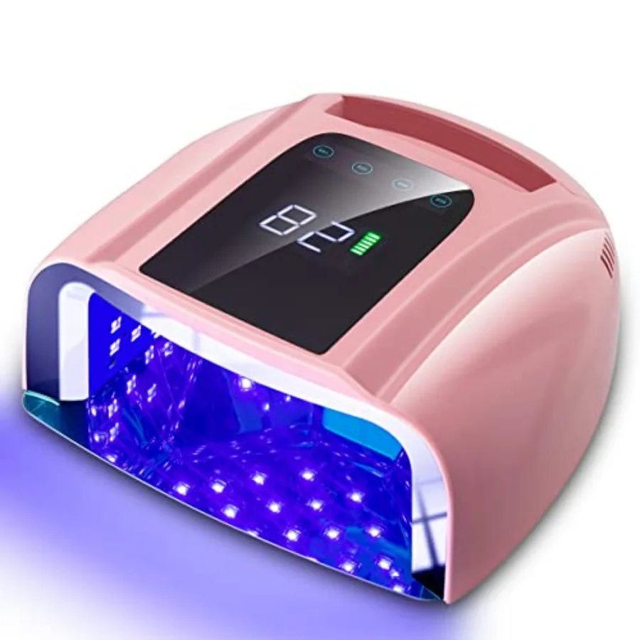 

96W Rechargeable UV LED Nail lamp, Cordless Nail Dryer with Removable Stainless Steel Bottom, Professional Curing Lamp for Fing