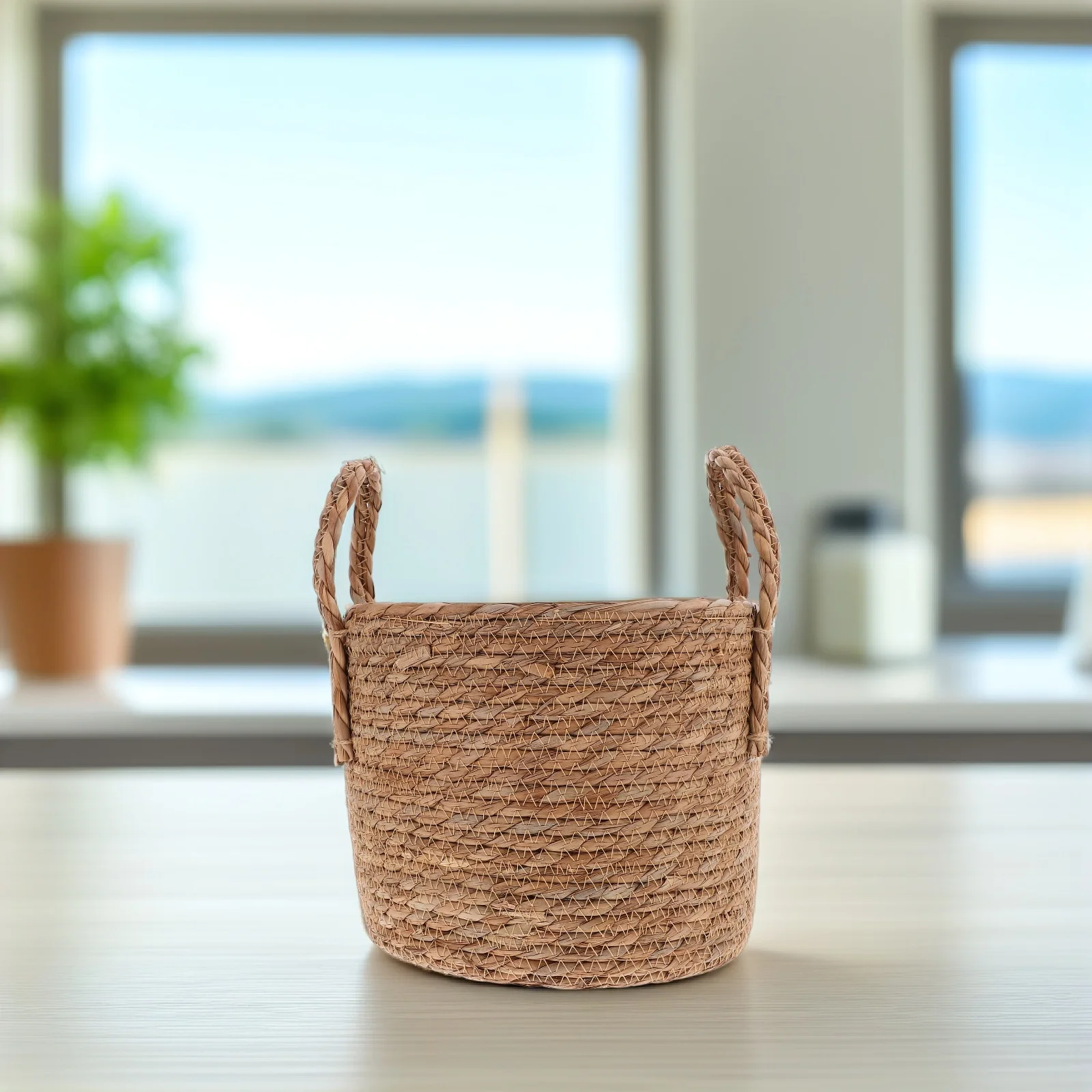 

1Pcs Seagrass Straw Flowerpot Retro Indoor Storage Basket Planter Multipurpose 25cm Braided Flower Vase Straw Flowerpot