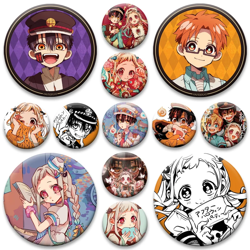Cute Round Snap-in Brooches Yugi Amane Hanako Minamoto Kou Yashiro Nene Badge Backpack Accessories Jewelry Gift Lapel Pins