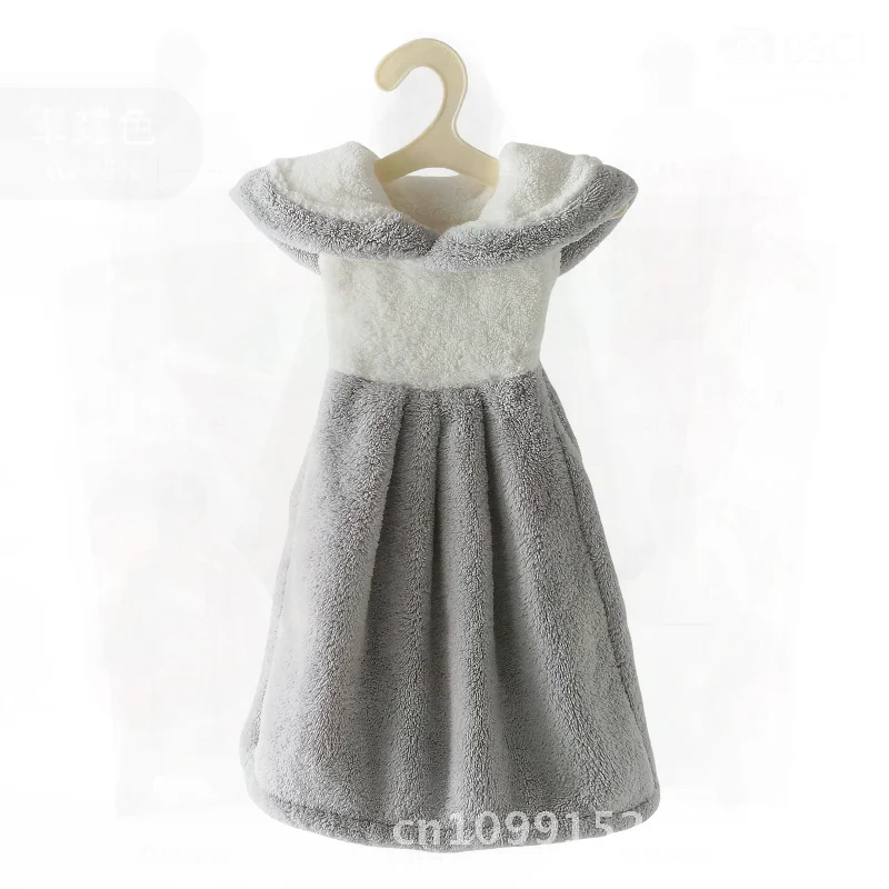 Милое толстое полотенце из кораллового флиса, мягкая, приятная для кожи, впитывающая юбка с вешалками, ткань для рук, розовый, серый, белый, зеленый, бежевый стиль