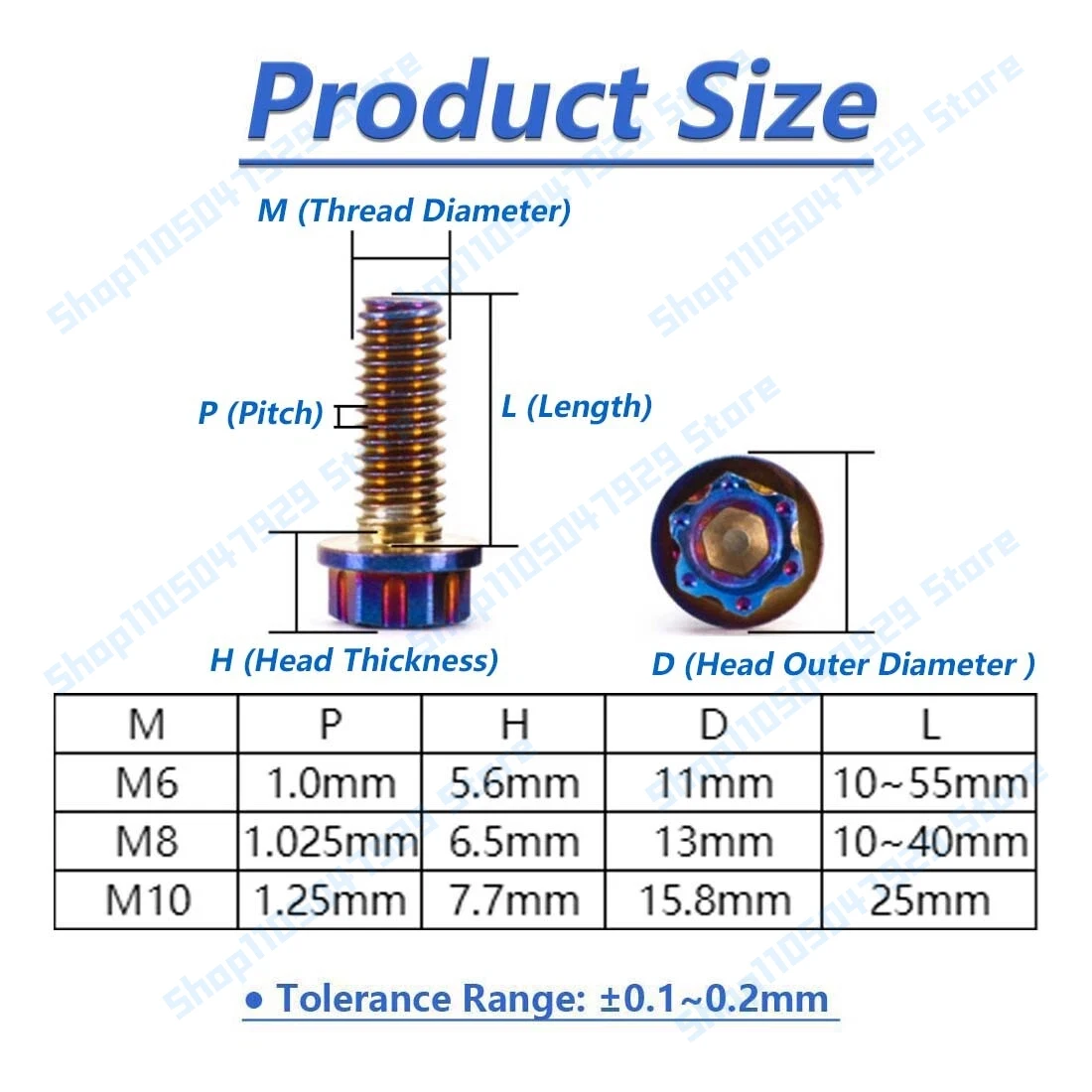 1pcs/lot M6 M8 M10 304 Stainless Steel Inner Outer Flange Head Screws For Motorcycle Mudguard Length 10mm to 50mm