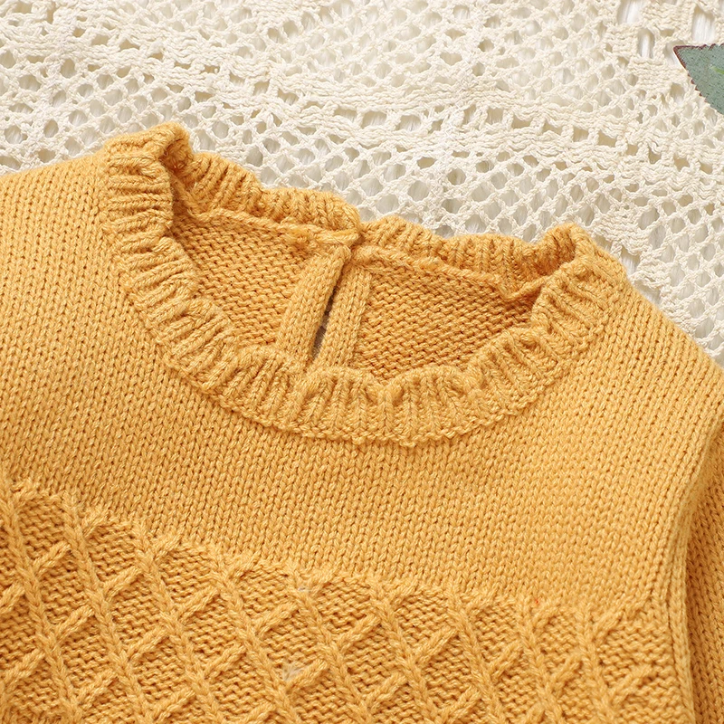 Baby Rompers for Boys Girls 0-18m Autumn Winter Pure Color Pattern Newborn Infant Netural Jumpsuits Outfits Toddler Knitted Wear