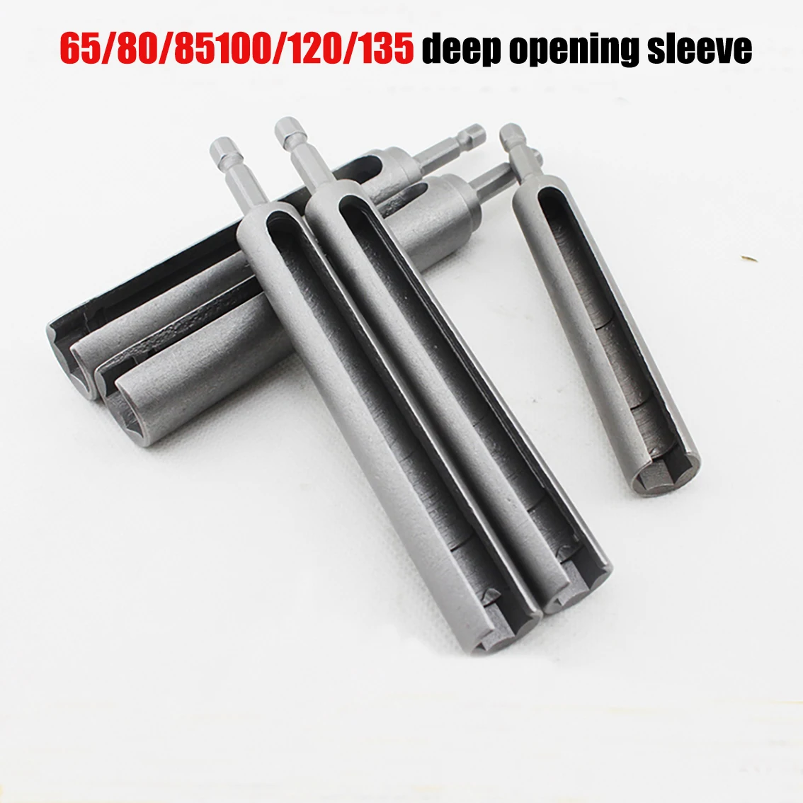 65~85mm Hex Nut Driver Socket Slotted Quick Change Hex Shank Slotted Drill Bit Socket Wrench Tool 8-19mm Long Deep Open Socket