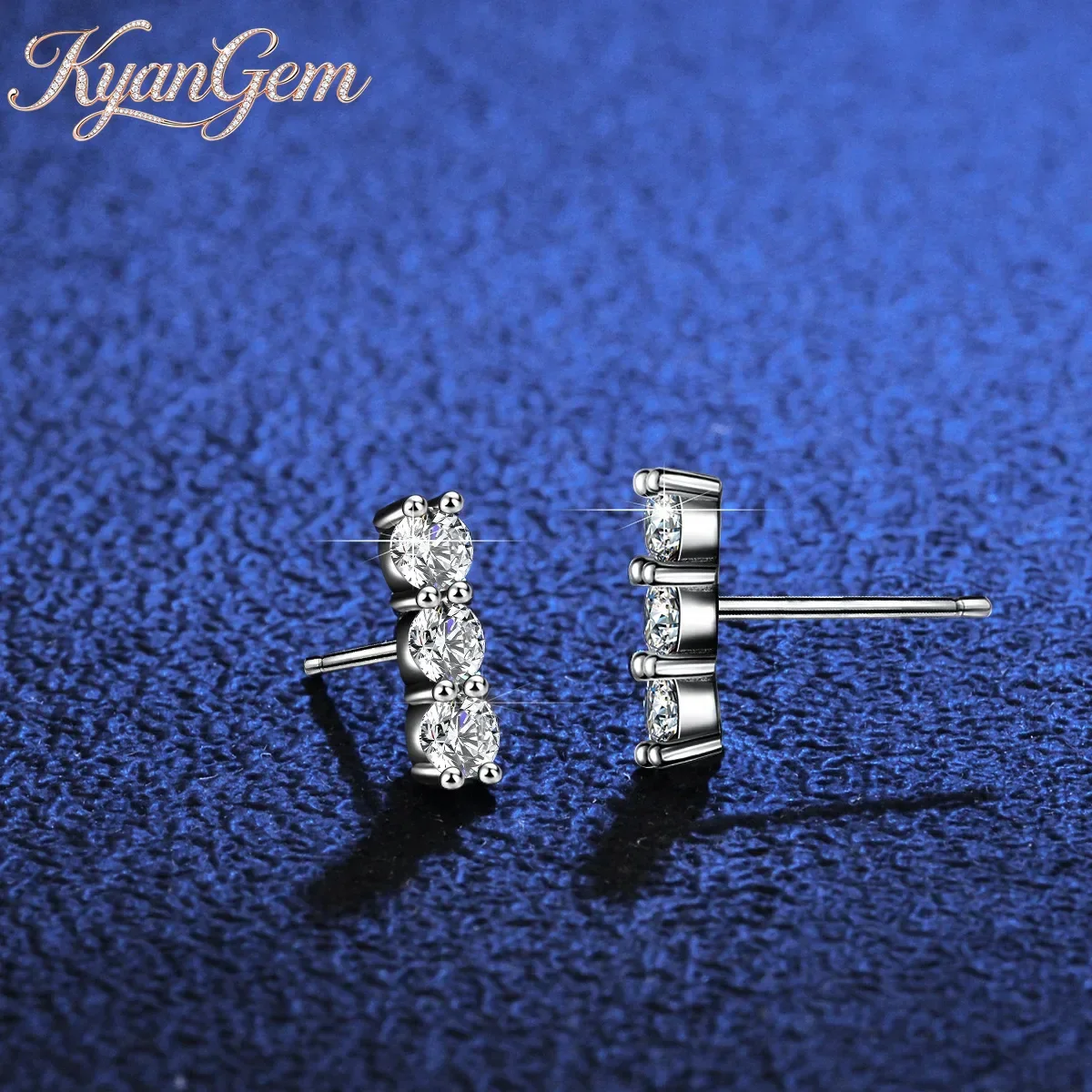 

Серьги KyanGem из 18-каратного золота с рядом бриллиантов, минималистичный стиль, свадебный подарок с муассанитом, платиновые женские серьги PT950