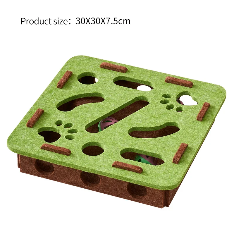 Interaktives Katzenpuzzle-Spielzeug, Filz-Spielzeugkiste mit Labyrinth, Tunnel, Glockenball, Indoor-Unterhaltung, Katzenspielzeug