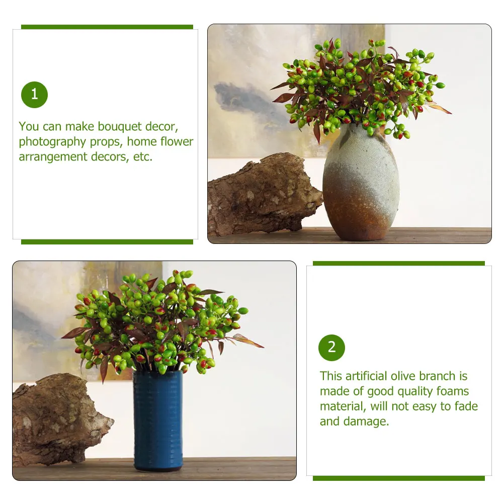 

Artificial Olive Decoration Fruit Branch Fake Olives Coffee Table Vase Foam Flower Arrangement Simulation