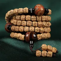 Original Design Natural Full Meat 5 Petals Rudraksha Buddhist 108 Mala Beads Bracelet Men's Bodhi Seed Prayer Jewelry Wholesale