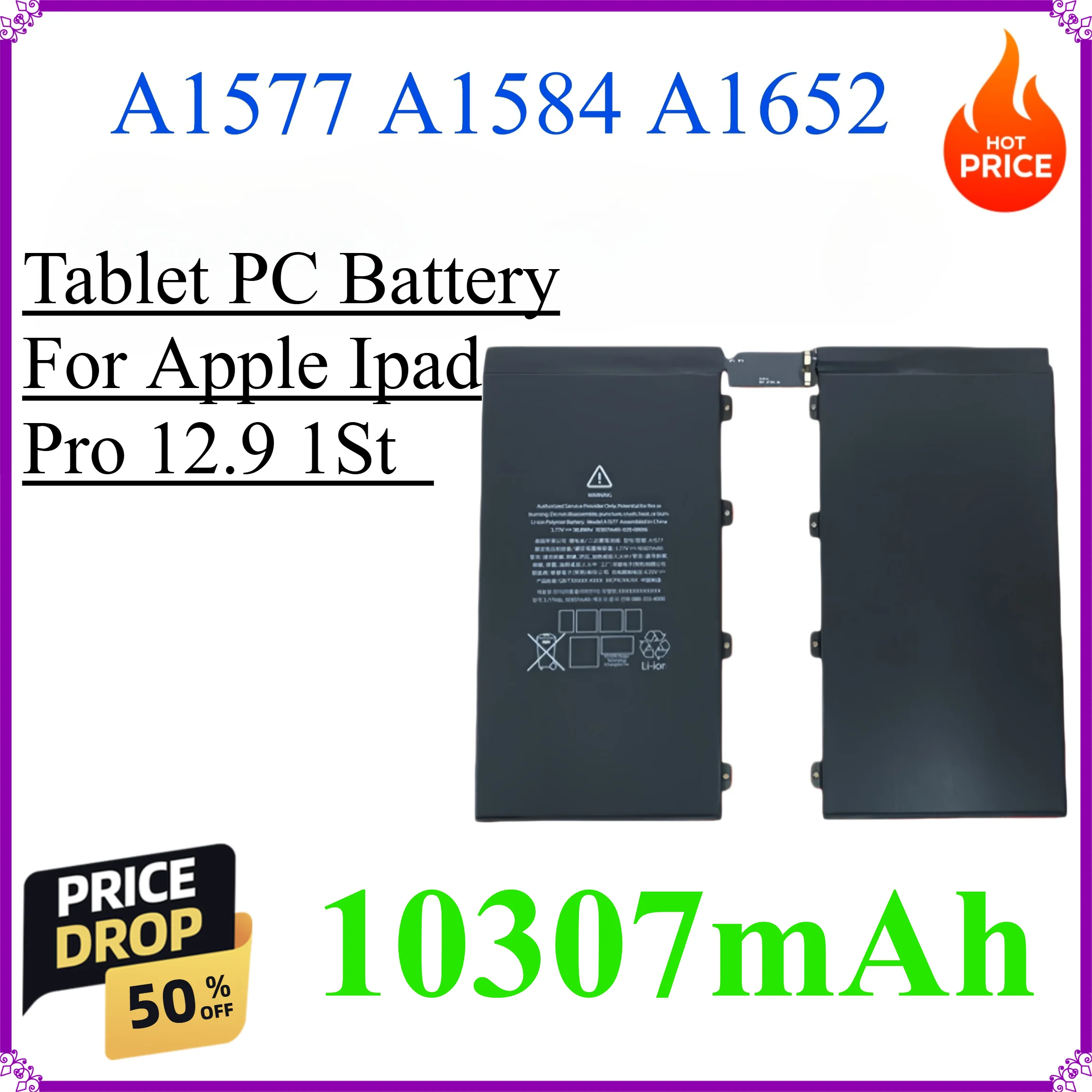

Tablet PC Battery 10307Mah For Apple Ipad Pro 12.9 1St Pro12.9 A1577 A1584 A1652