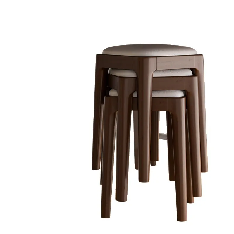 Solid wood stool household bread stool can be stacked soft bag bench living room wood low  simple small square