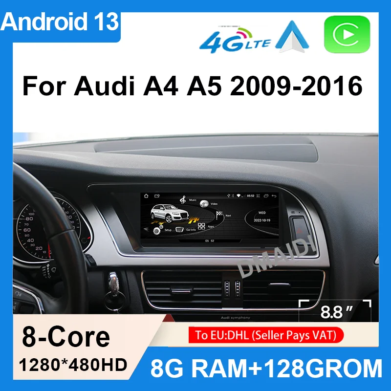 

Android13 GPS Navigation 8.8inch 8 Core Car Intellgent System Central Multimedia Wireless Carplay Auto For AUDI A4 S4 B8 A5